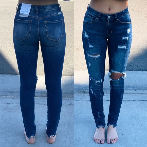 KANCAN FRAYED DESTROYED JEANS HP BEST IN JEANS - Picture 3 of 6